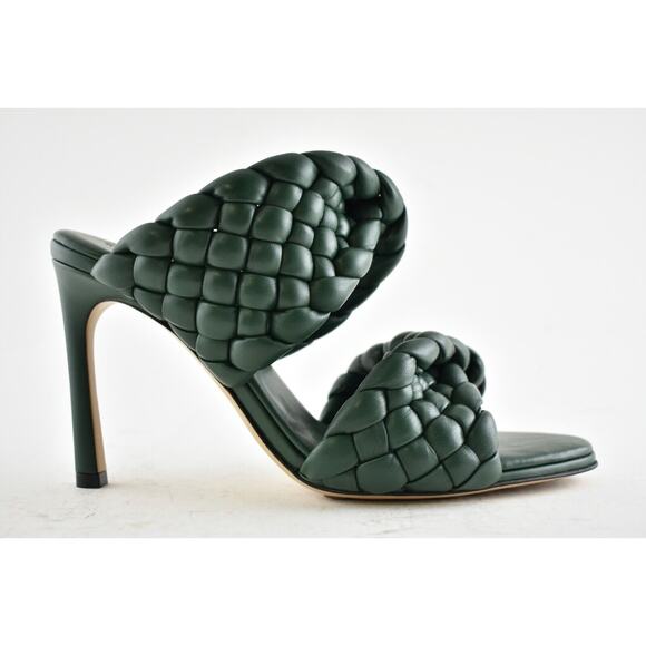 Bottega Veneta Curve Padded Green Vert Foncee Leather Sandal Mule Heel Pump 36 - Picture 3 of 12